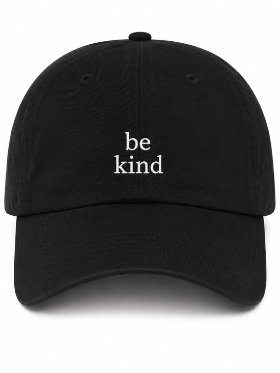 5stardesigns Accessories - 🖤 Black Be Kind Embroidered Dad Hat Minimal Adjustable Cap Unisex Simple Classic